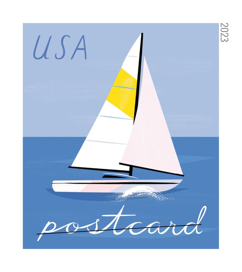 United States Postal Service Sailboats 2023 Blue Rectangular Postcard Stamps (2 Sheets of 20)