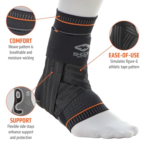 Shock Doctor Ultra Knit Ankle Brace W/Figure 6 Strap & Stays Black, Large