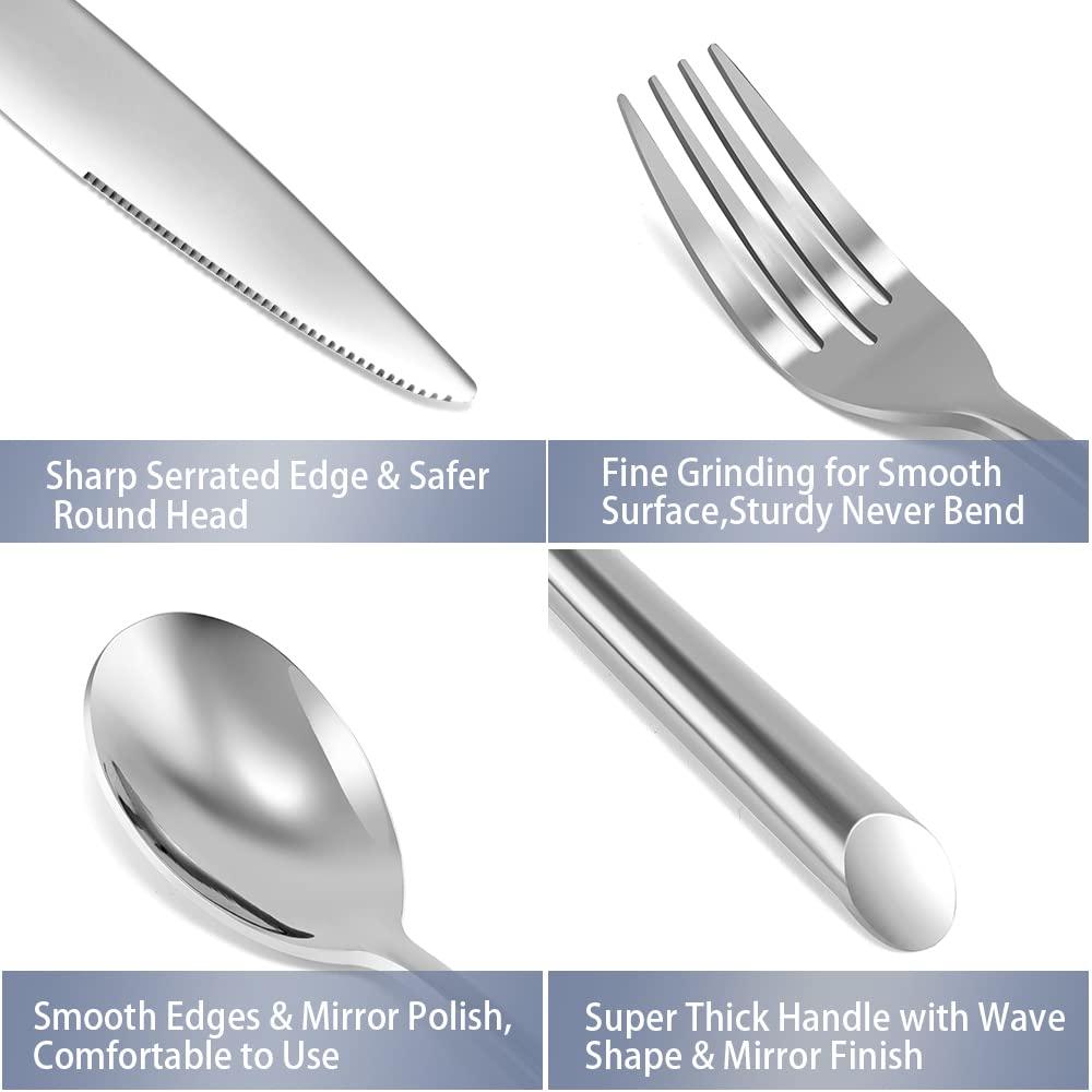DEACORY Silverware Set Flatware Set Stainless Steel Cutlery Set with Streamlied Handle Mirror Finished Heavy 20 Pieces Home Kitchen Daily Use Wedding Housewarming Gift Dishwasher Safe Service for 4