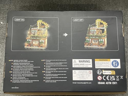 INSOON City Coffee House Building Set with Light, 1173 PCS Cafe Shop Building Block Toy with Ordering Counter Baking Room, Architecture Construction Model for Adults Teens Kids Boys Girls Ages 6-12+