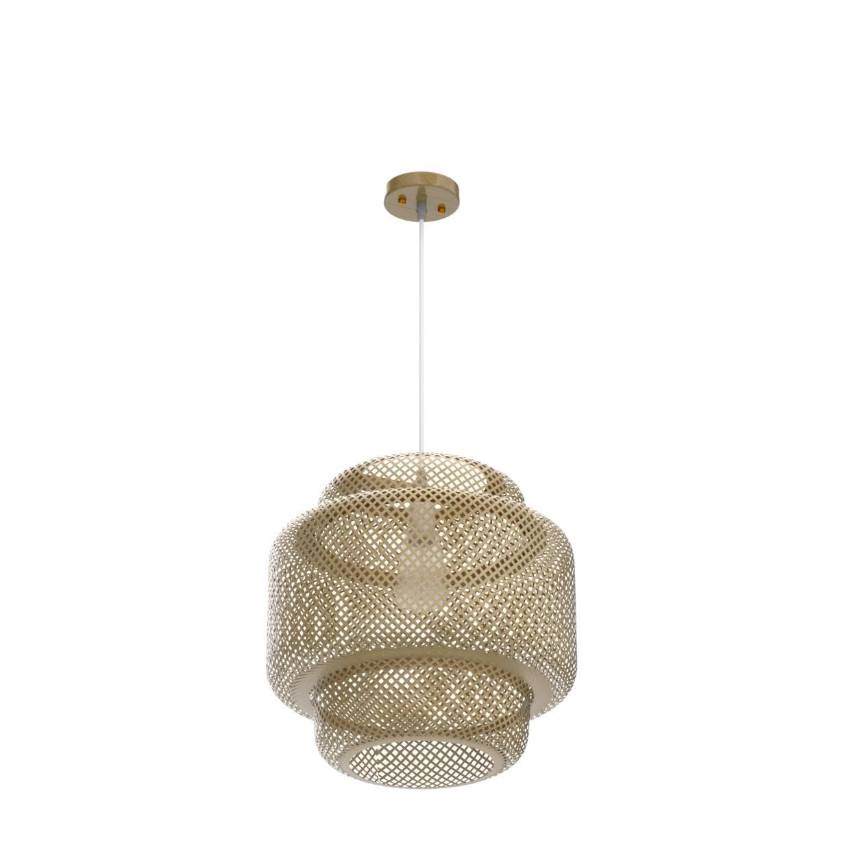 Karjearl Bamboo Pendant Light - Boho Basket Chandelier Handmade Woven Pendant Light, Natural Wicker Rattan Hanging Chandelier for Kitchen Island Dining Room Living Room Porch