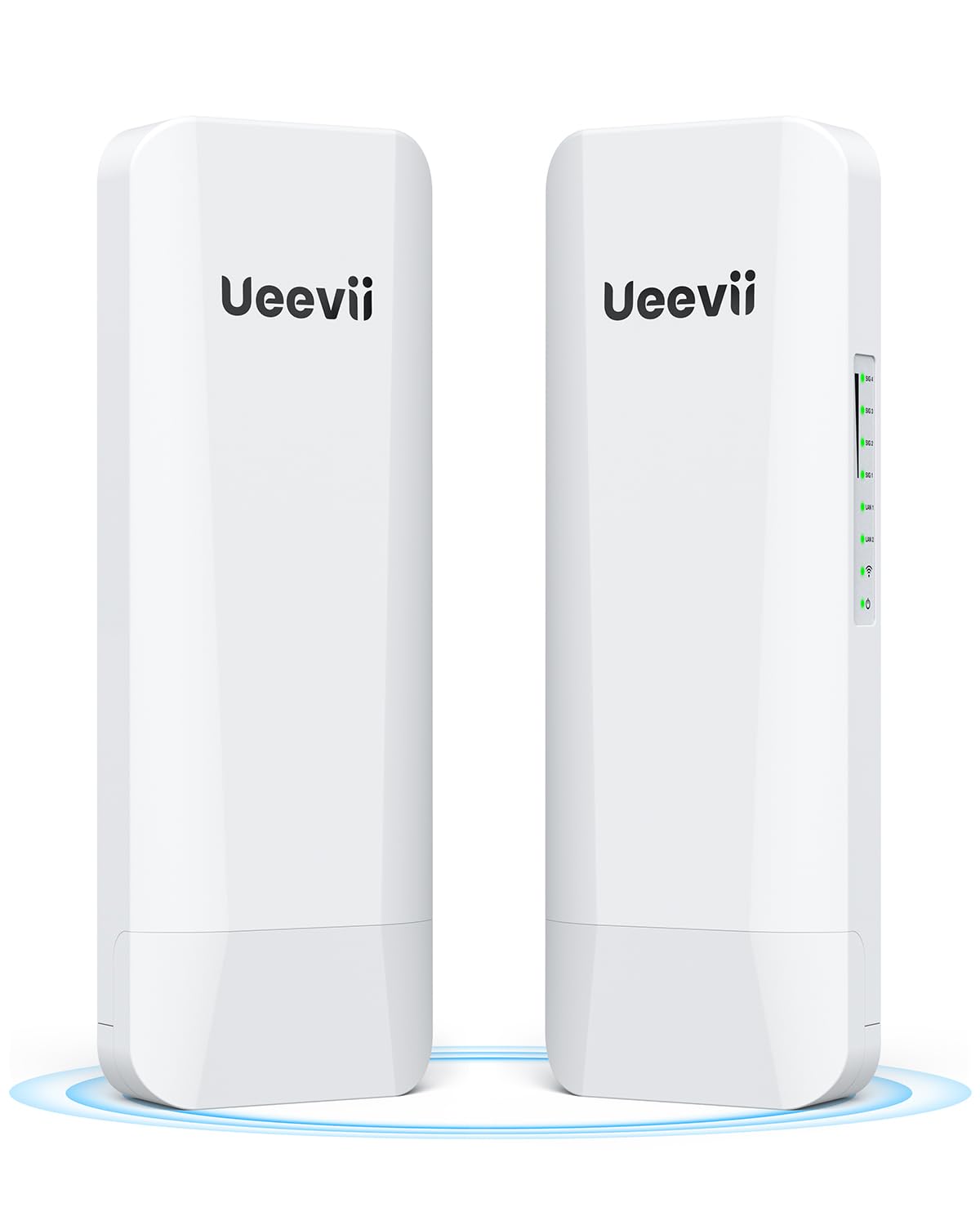 Wireless Bridge Point to Point Outdoor: Ueevii 5.8GHz Dual 100Mbps WiFi Bridge, 2KM Range CPE for Network Extend, PoE Adapter, IP65 Weatherproof, CPE453 for Starlink Garage Barn Shop