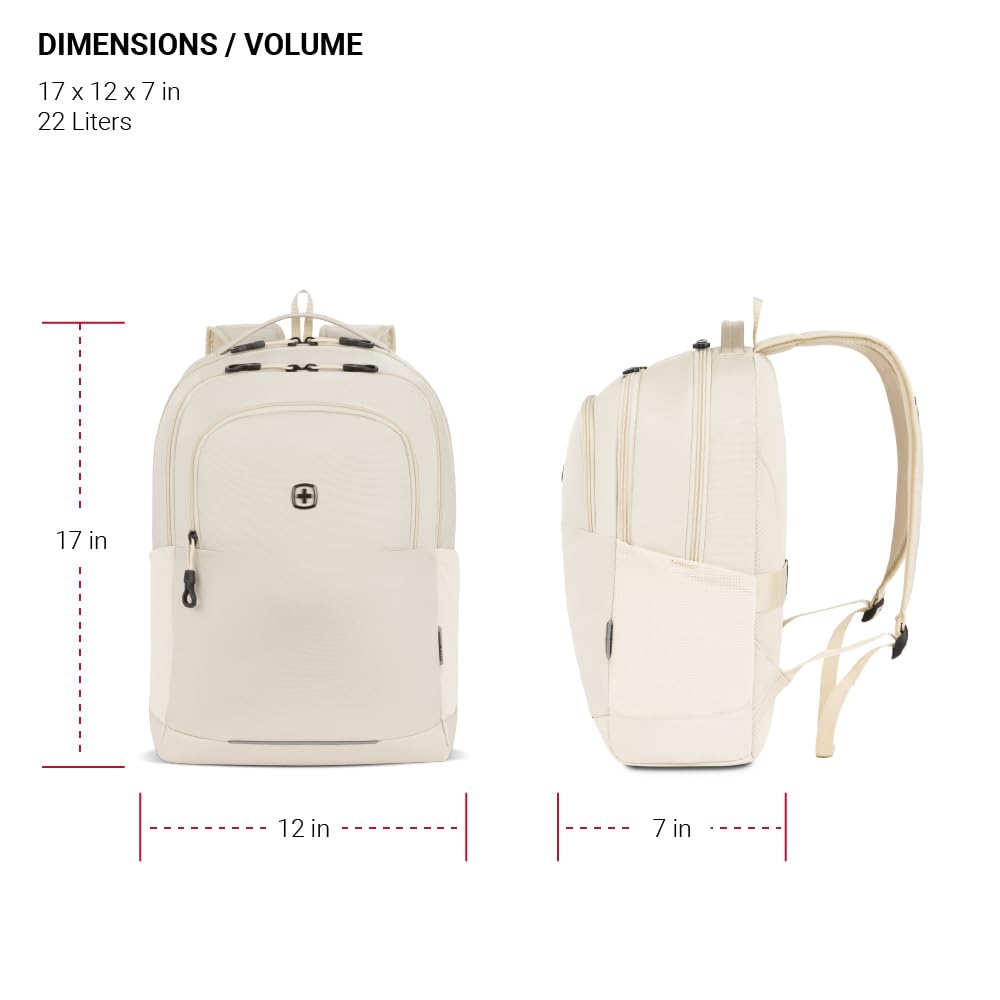 SwissGear Orientation Laptop Backpack, Sandshell, 17"x12"x7"