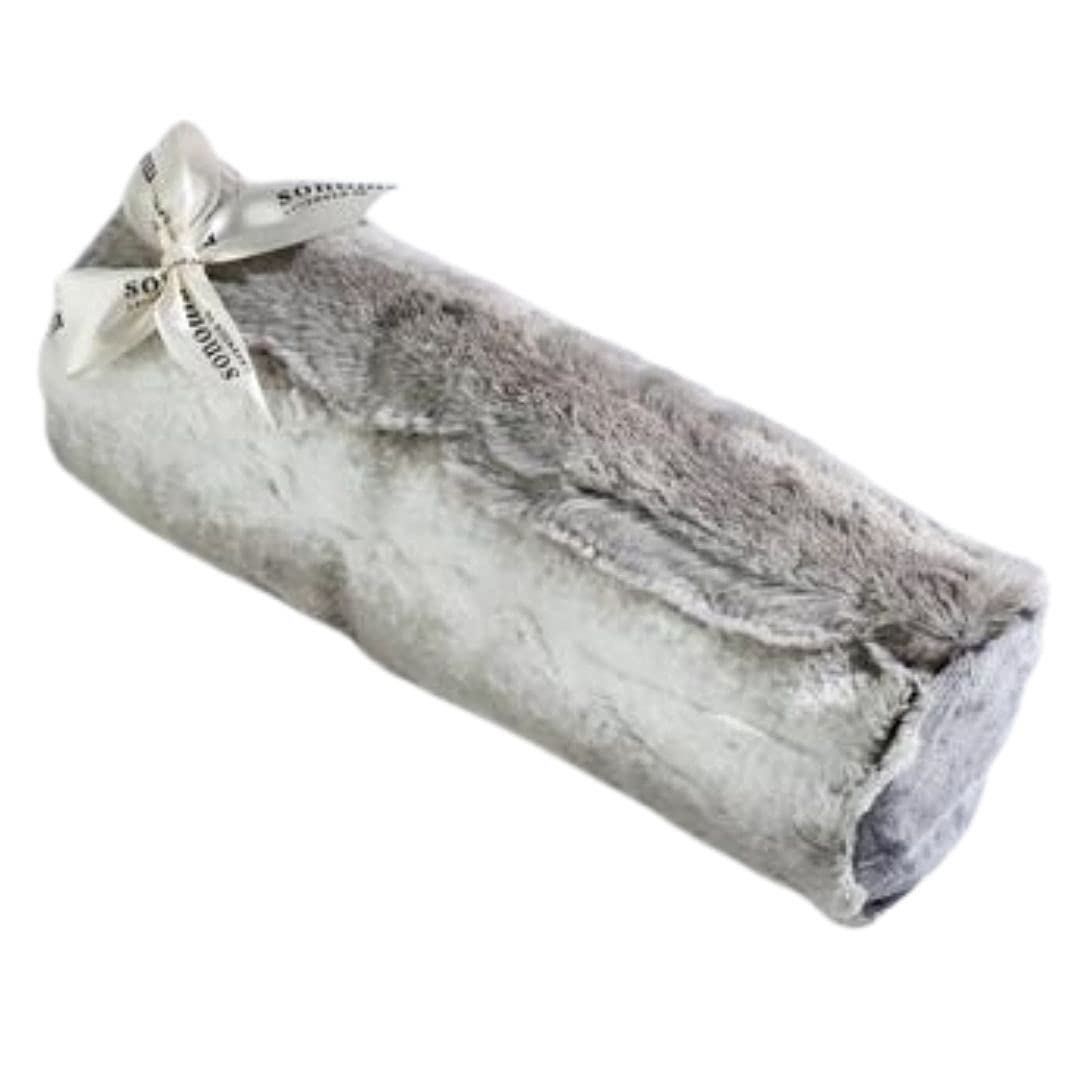Sonoma Lavender, Lavender Bolster Roll, Microwaveable, Hot/Cold Neck Pillow, Soothing and Relaxing Pain Relief for Neck, Low Back or Behind The Knees, (Angora Platinum)