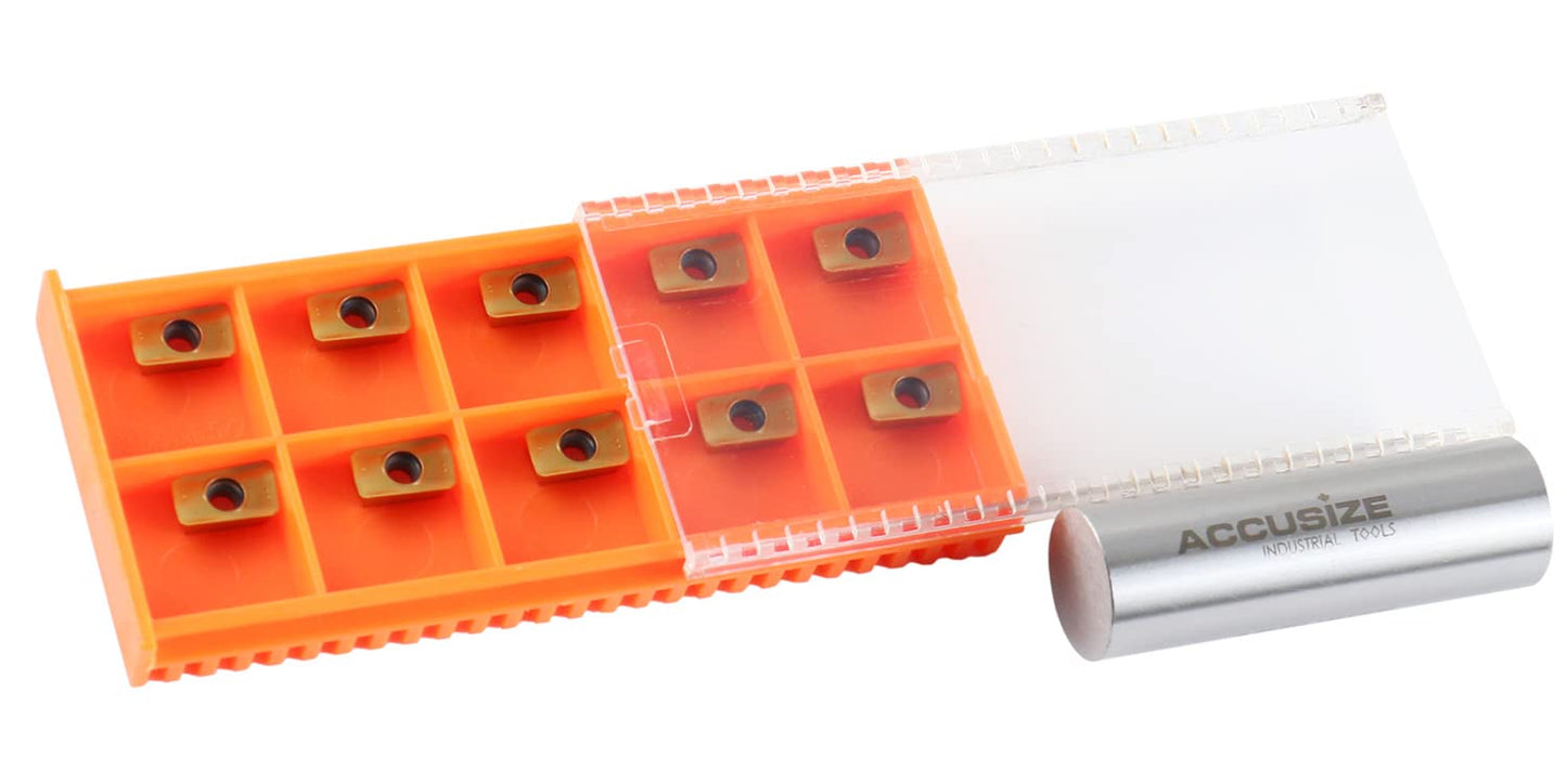Accusize Industrial Tools APKT11T3 TiN Coated Carbide Inserts for Machining Steel, 10 Pc Set, 0056-1130