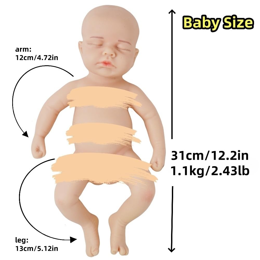 GiggleBabble 12 Inch Full Body Silicone Reborn Baby Doll - Realistic Doll with Lifelike Details - The Ideal Friend for Girl/Boy