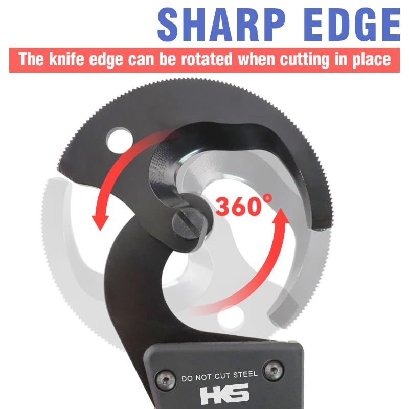 HKS Ratchet Cable Wire Cutter Heavy Duty for Cutting Electrical Aluminum Copper and Multi-core Cables up to 300mm² YEC-36D