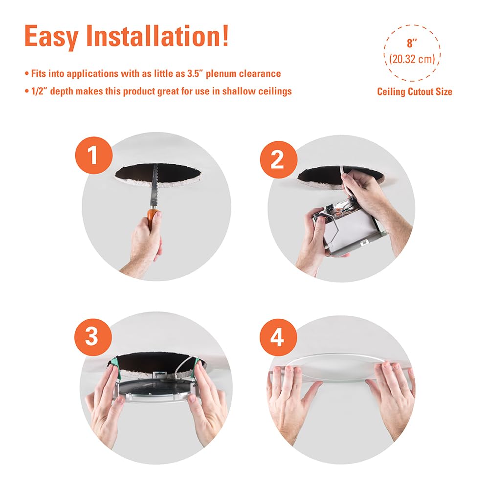 HALO HLB Recessed Lighting 8 Inch LED Ceiling Light, Thin Canless, Dimmable w/Selectable Color Temperatures