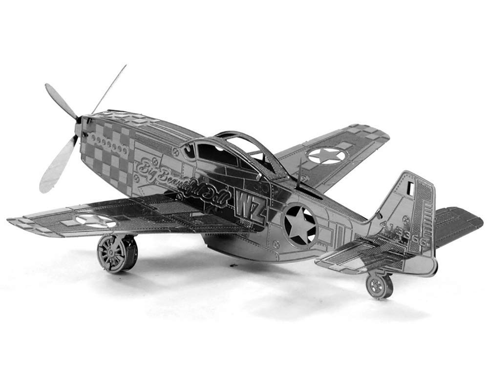 Set of 4 Metal Earth 3D Laser Cut Plane Models: Avro Lancaster Bomber, Mitsubishi Zero, F4U Corsair, P-51 Mustang
