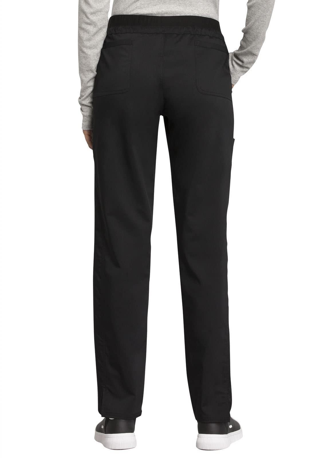 Cherokee Scrub Pants for Women Mid Rise Tapered Leg Drawstring Bottom WW105, L, Black