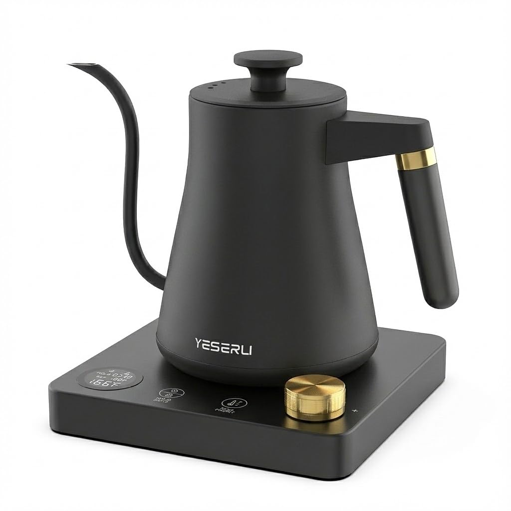 1.0L Gooseneck Electric Kettle with ±1℉ Temperature(104-212F) Control, Expert Brew Pour-Over Coffee & Tea,4 Temp Preset,12H Keep Warm,304 Stainless Steel Interior, 1200W Fast Boiling, Matte Black
