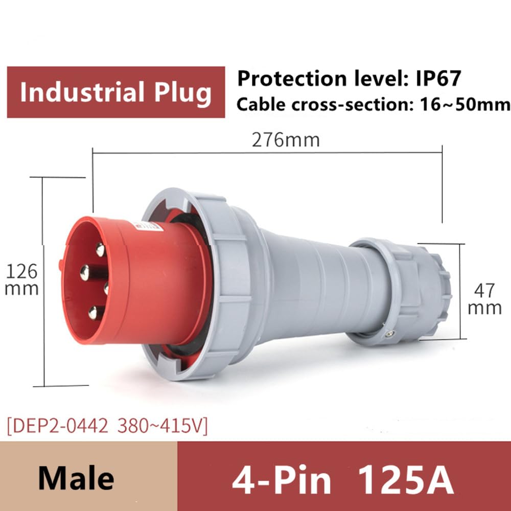 GXMRHWY IEC60309 Waterproof CEE Industrial Connector Plug 4Pin 125A 380-415V 3P+E IP67