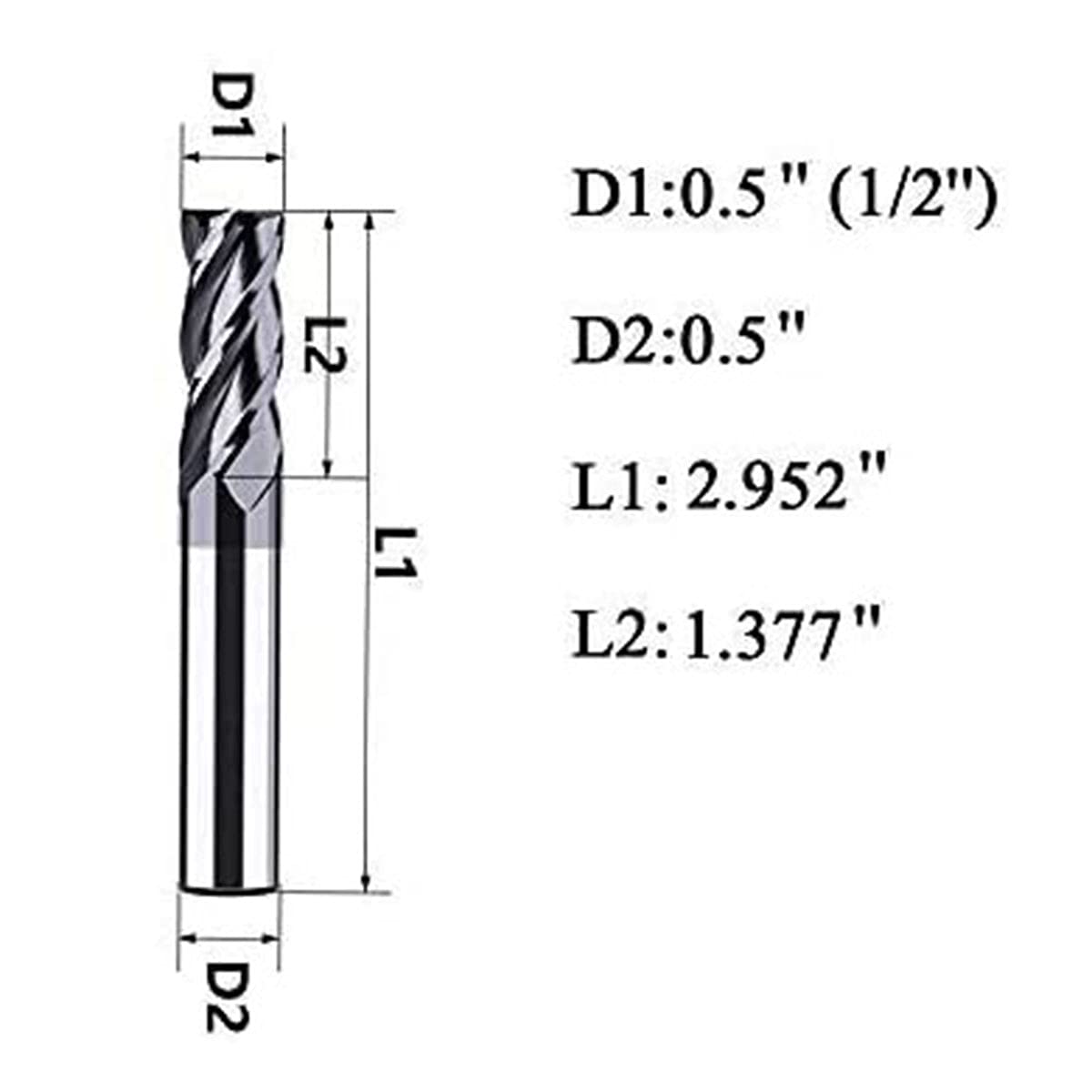 Home of quality tools 5PCS 1/2'' Carbide Square End Mill Bits Set, Milling Bits Cutter 1/2 Carbide End Mills for Alloy Steels/Hardened Steels, HRC 45 Deg Single End 4 Flute AlTiN Coating