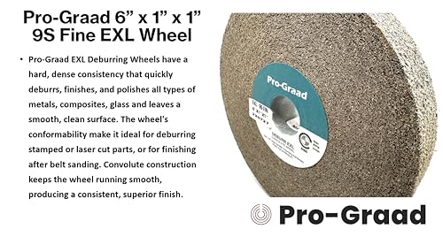 Pro-Graad EXL Deburring Wheel - 6" x 1" x 1" 9S Fine Grit - Silicon Carbide - Metal Deburring, Finishing and Polishing Wheel - Convolute - 05132 - (1 Pack)