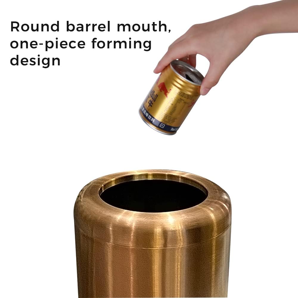LEASYLIFE 8L/2.1gal Brushed Nickel Gold Trash Can, Rose Gold, Brass for Bathroom, Powder Room, Bedroom, Office