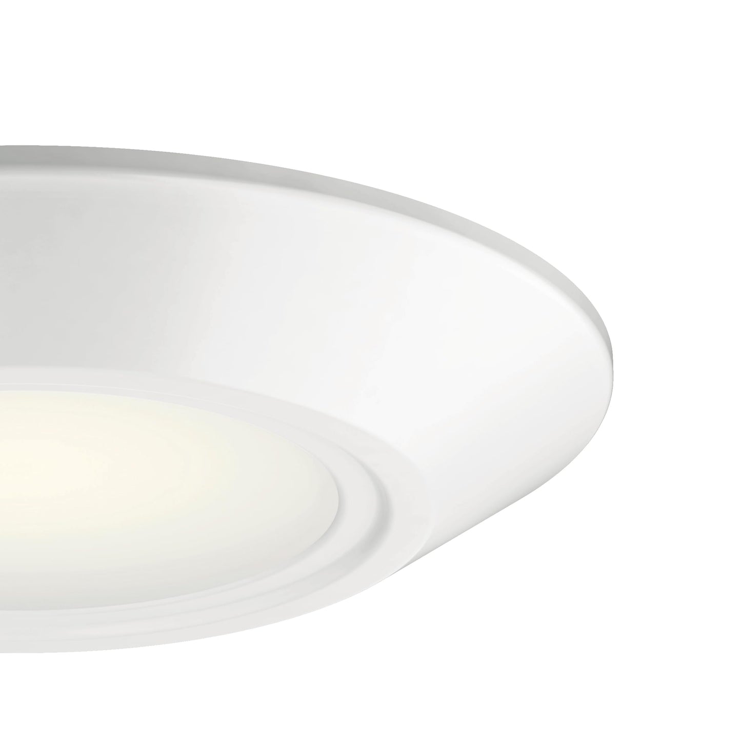 Kichler Horizon LED Downlight in White, 6.4" Flush Mount Interior Dimmable Light, 3000K, Wet Rated Integrated LED, (6.4" W x 1.3" H), 43873WHLED30, White