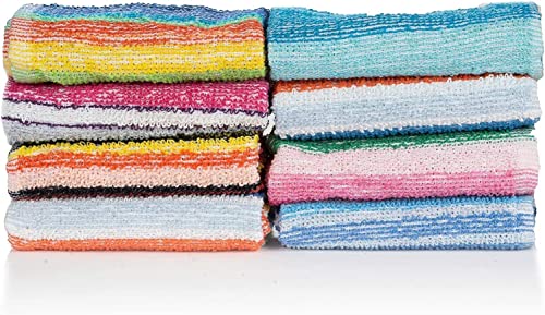 CASA COPENHAGEN - Basics 100 Piece Pack Stripes Premium Wash Cloth Towels- in Assorted Colours