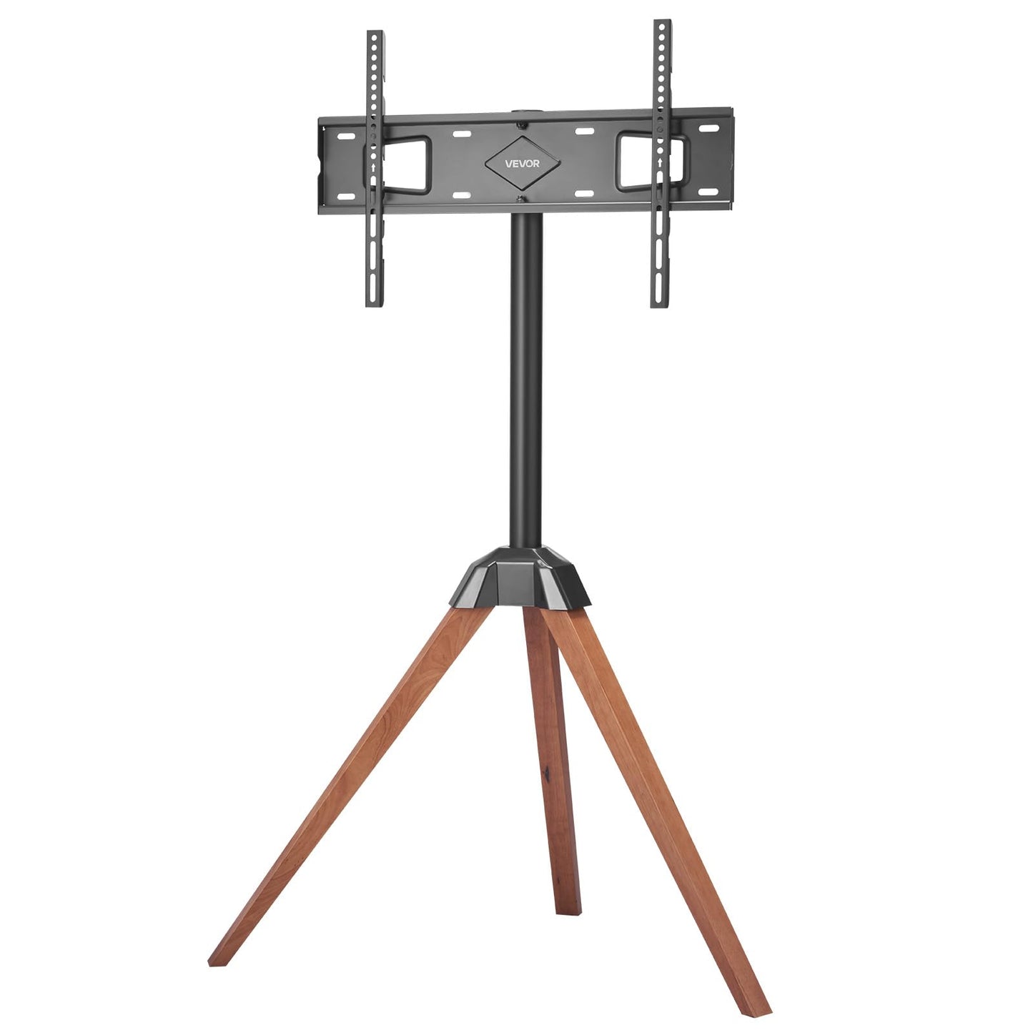 VEVOR Tripod Easel TV Stand, for 40-65 inch Flat Screen/Curved TVs Up to 99 lbs, 18° Left-Right Rotation Portable TV Stand with Oak Wood Legs, for Bedroom, Living Room, Studio, MAX VESA 600 x 400 mm