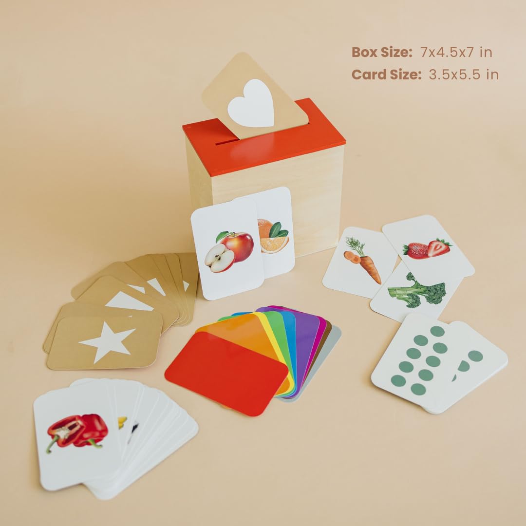 Solobo Learn & Drop Toddler Toy, Montessori Learning Games, 50 Preschool Flashcards for Toddlers 1-3, Learning Resources, Toddler Toys 2-3, Sight Word Flash Cards, Kindergarten Classroom Must Haves