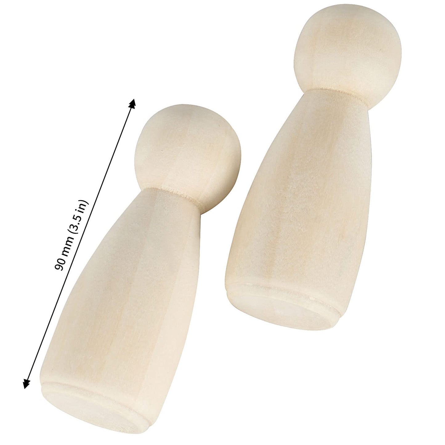 JAPCHET 50 Pack 3-1/2 Inch Unfinished Jumbo Wood Peg Dolls, Wooden Peg People Doll Bodies, Wooden Figures for Painting, DIY Art Craft Projects, Home Decor