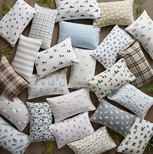 Eddie Bauer - Flannel Sheets KingSize, Anti-Pilling & Wrinkle Resistant Cotton, Touchably Soft for All-Season Comfort - Bed Sheets with Matching Pillowcase & Fitted Sheet (Skating Penguin)