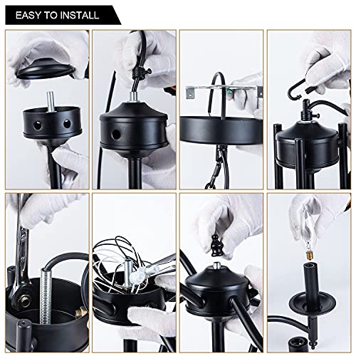 Pretoy Black Farmhouse Chandelier Iron Chandeliers for Dining Room Light Fixture 6-Light Rustic Industrial Hanging Pendant Light for Kitchen Island Foyer Living Room Bedroom