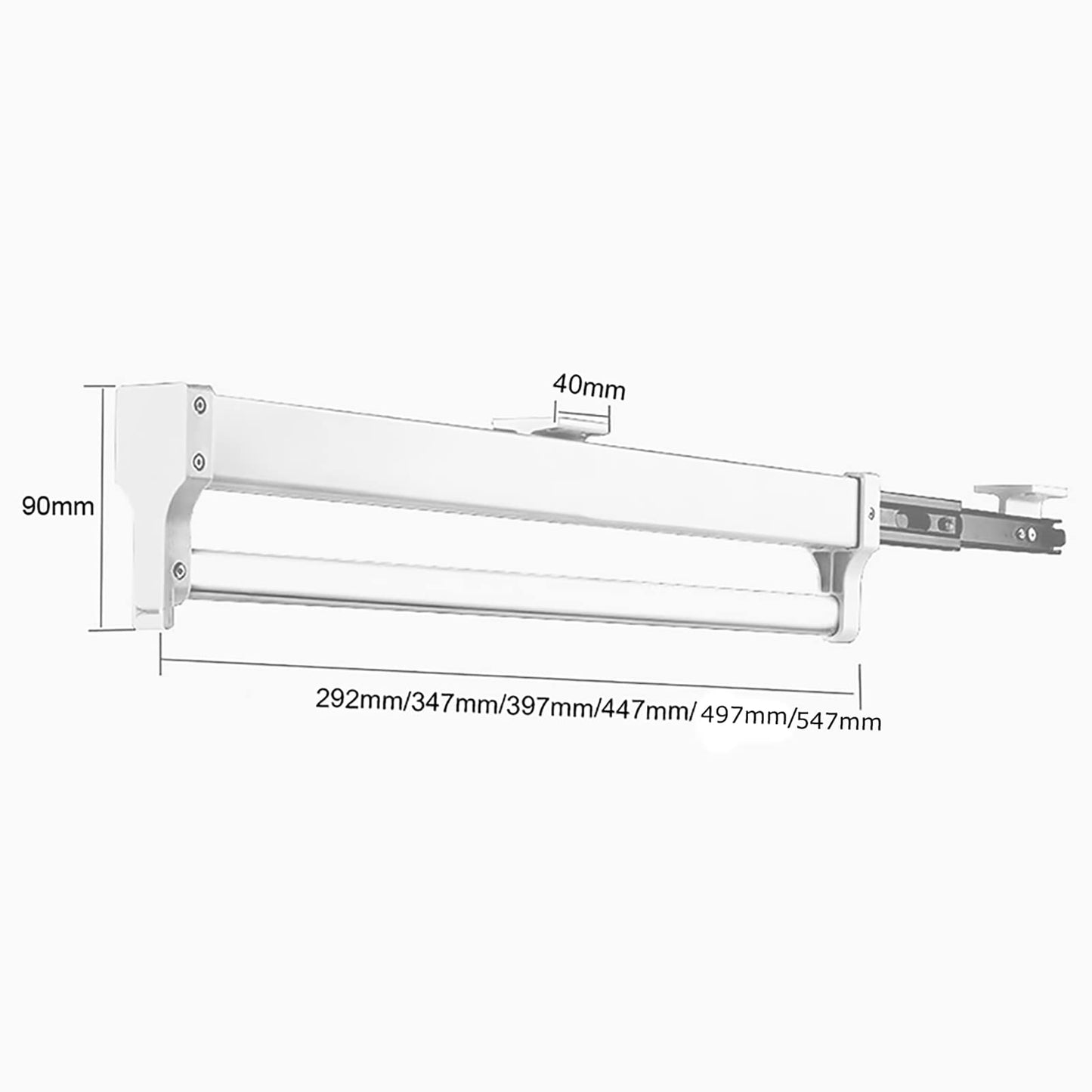 MAFAGE Pull Out Closet Valet Rod, Adjustable Sliding Heavy Duty Steel Top Mounted Clothes Storage Hanger Rail for Closet Wardrobe (347mm/13.7inch)