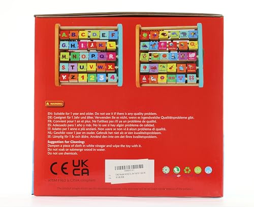 TOWO Wooden Activity Centre Triangle Toys - flip Flop Alphabet Blocks Abacus Clock - Activity Cube for Toddlers 5 in 1- for Babies Montessori Learning-Wooden Toys for 1 Year Old