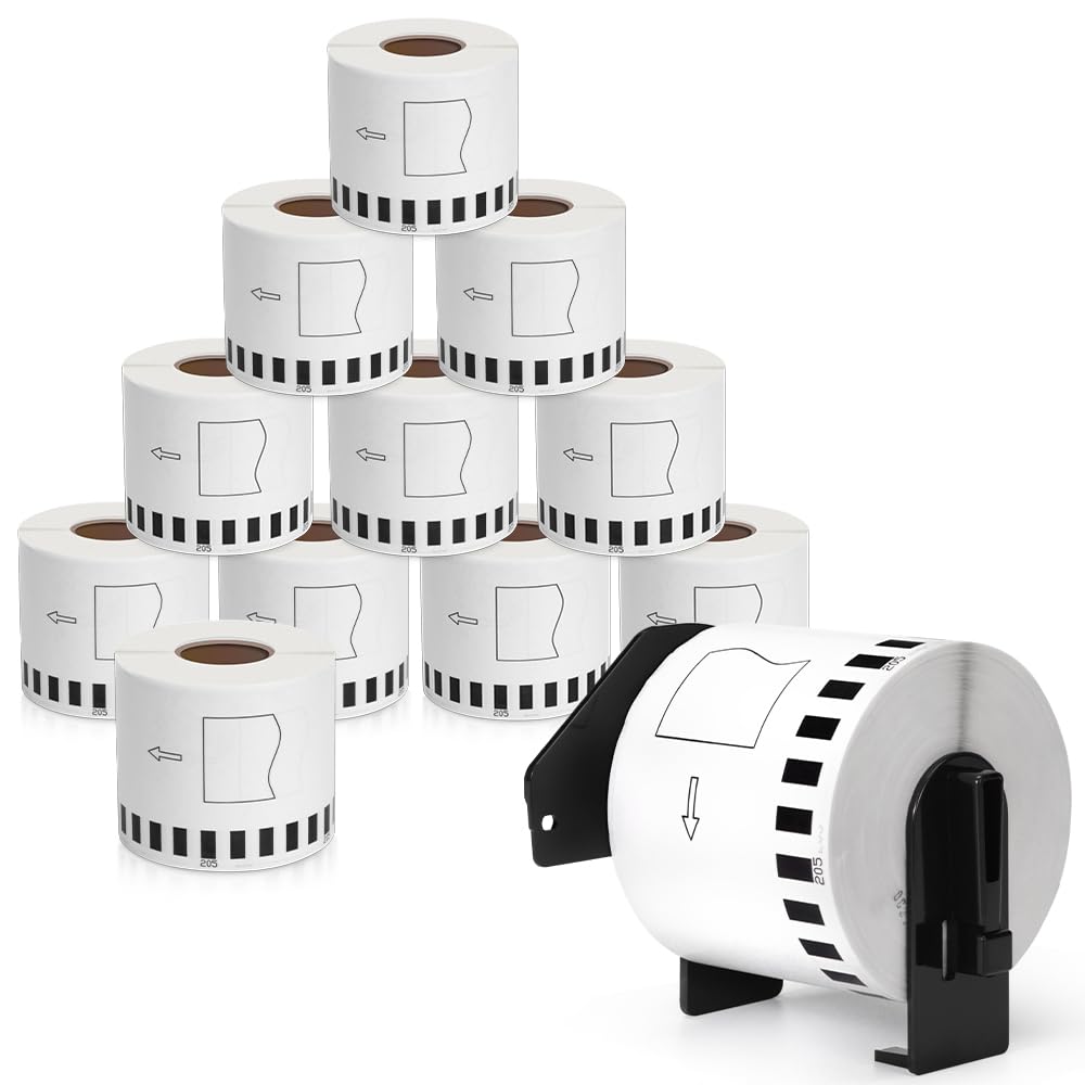 MarkDomain 12 Rolls DK2205 (2.4" X 100 Ft.) Continuous Length Labels Paper Tape, Compatible Brother Paper Roll (62mm x 30.4m) Use with QL QL-800 QL-820NWB QL-1060N QL-1110NWBC Label Printers