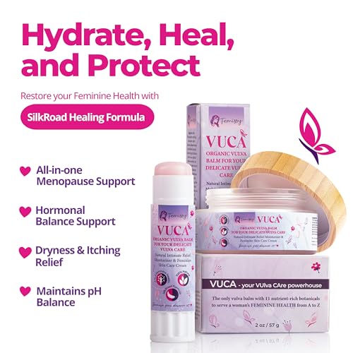 Vulva Balm Moisturizing Vaginal Cream with Menthol; Natural Yoni Cream for Feminine Health; Intimate Vulva Care for Redness Relief; Vaginal Dryness Menopause Cream External usage (2 pcs: 2 + 0.5 oz)