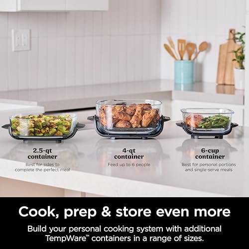 Ninja 2.5-QT CleanCrisp™ Glass Container with Storage lid, Compatible Crispi Portable Cooking System, Microwave, Freezer & Dishwasher Safe, PFAS & PTFE Free Glass Cooking Surface, XSKSFNMED