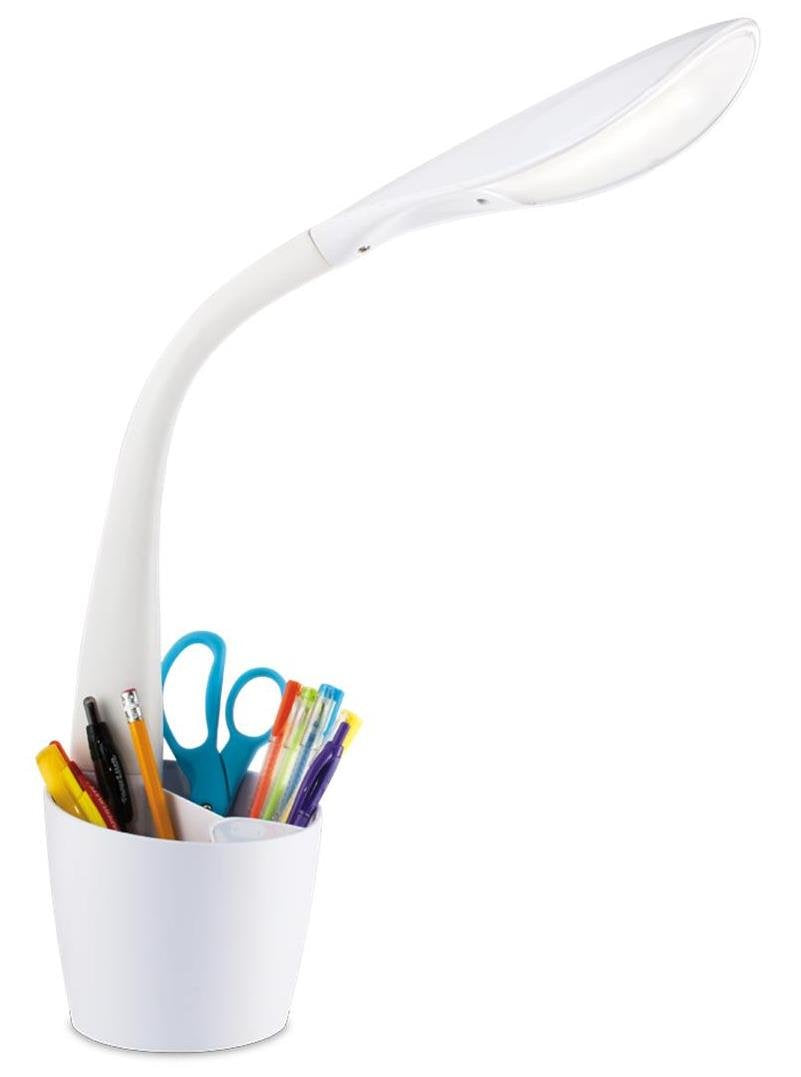 OttLite LED Desk Lamp Space Organizer with Flexible Neck Height - 4 Brightness Settings with Touch Activated Controls, Energy-Efficient Natural Daylight LEDs for Home Office, Desk, & Dorms
