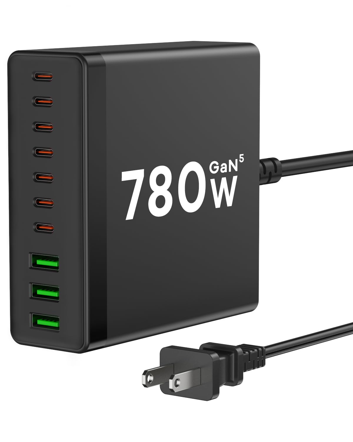 USB C Charger Block, 780W 10 Port Charging Station USB Charger Block Double 120W Gan Laptop Fast Charging Compatible with MacBook Air/Pro, iPhone, iPad, Dell XPS, Samsung Galaxy Note