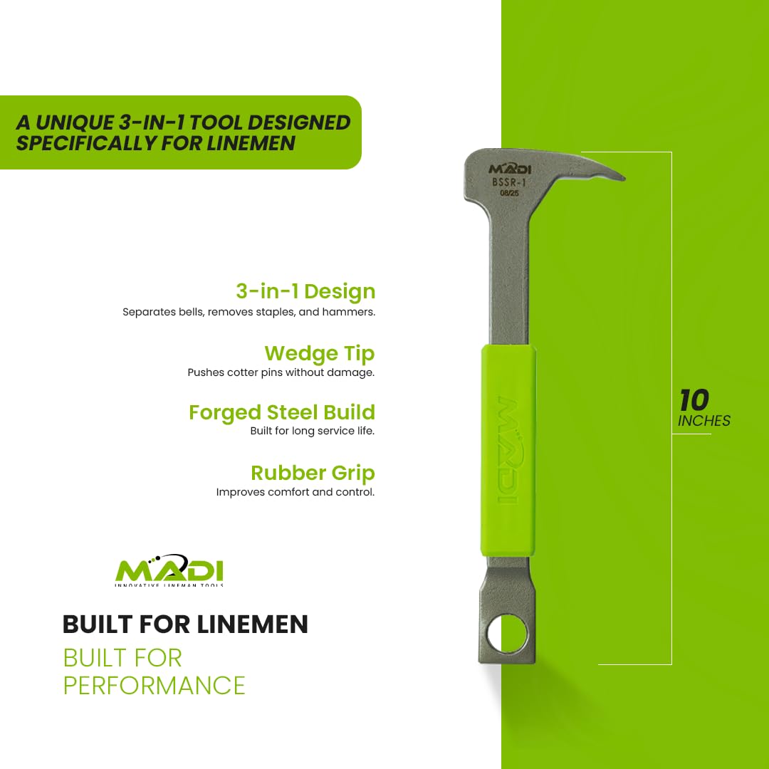 MADI Transmission Bell Separator with Staple Remover - Versatile Tool for Efficient Utility Line Maintenance and Hardware Removal | BSSR-1