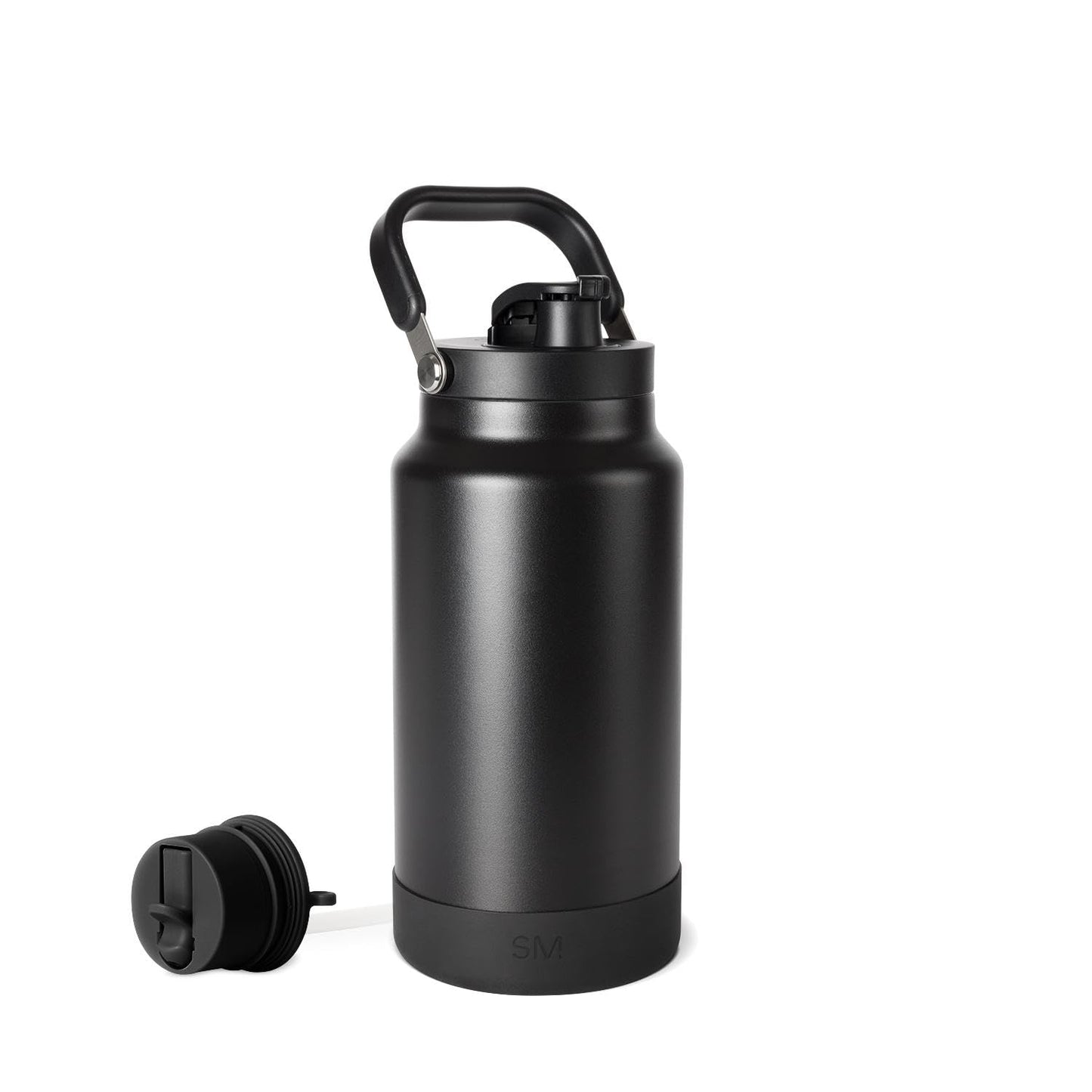 Simple Modern Trek Pivot | Half Gallon Water Bottle Jug with Handle & Boot | Interchangeable Straw & Chug Lids | Large Insulated Stainless Steel | Sports Camping Outdoors | 64oz, Midnight Black