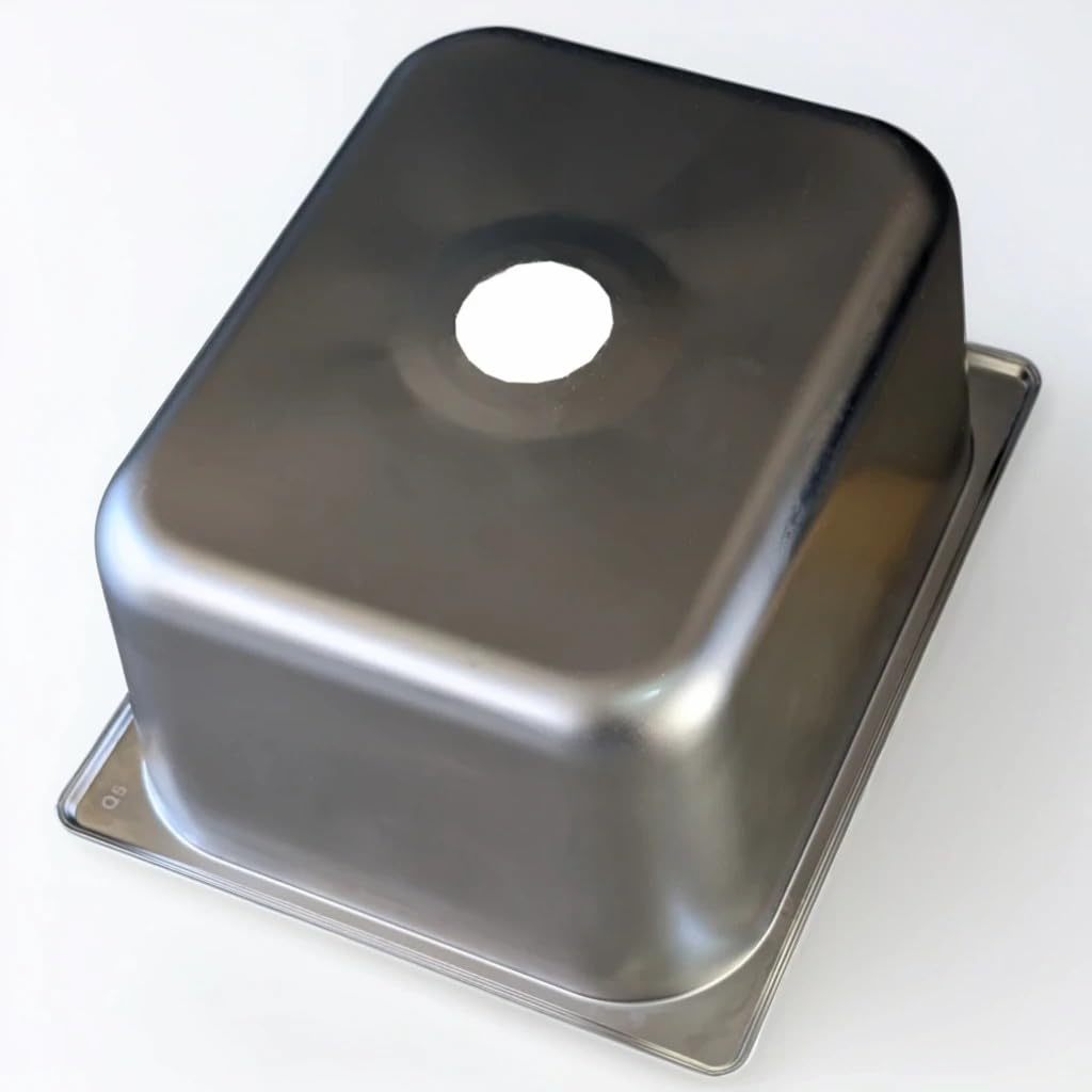4-Compartment Drop-in Stainless Steel Concession Sink Kit, 12.75x7x6 inches (Large sink bowl), 12.75x10.5x6 inches (small sink bowl), with Strainers and Waterproof Safety Labels