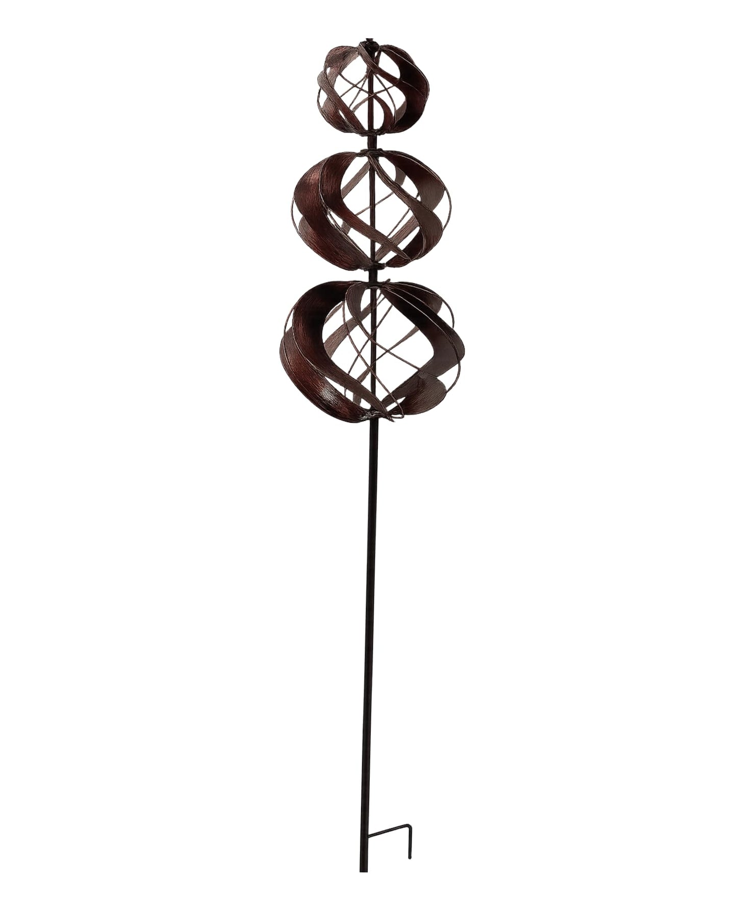 Red Carpet Studios Vertical Triple Wind Spinner – 51" Brushed Bronze, Three-Tier Kinetic Garden Stake