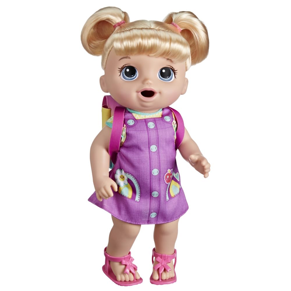 Baby Alive Time for School Baby Doll Set, Back to School Toys for 3 Year Old Girls & Boys & Up, 12 Inch Baby Doll, Blonde Hair (Amazon Exclusive)