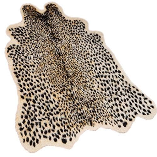 yingda1992 Leopard Area Rug Animals Printed Hide Mats Faux Fur Cowhide Skin Carpet for Home Office, Living Room, Bedroom, 5.2ft x 6.5ft (160 x 200cm)