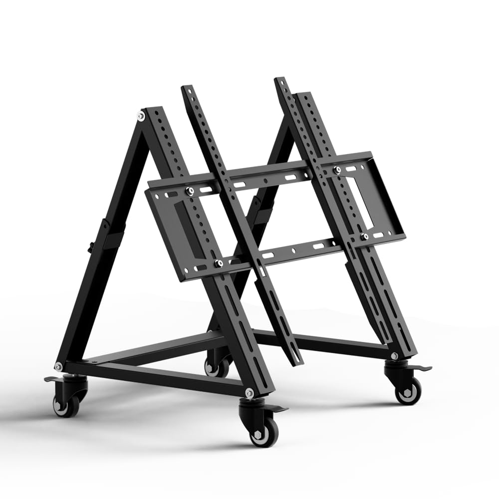 Duiliuu Low Height Mobile TV Stand, Low TV Stand with Wheel for 26-65 inch TV, Hight Adjustable, 36° -68° Adjustable Viewing Angle,Max 50KG, Vesa 600×500, Confidence Monitor Stand