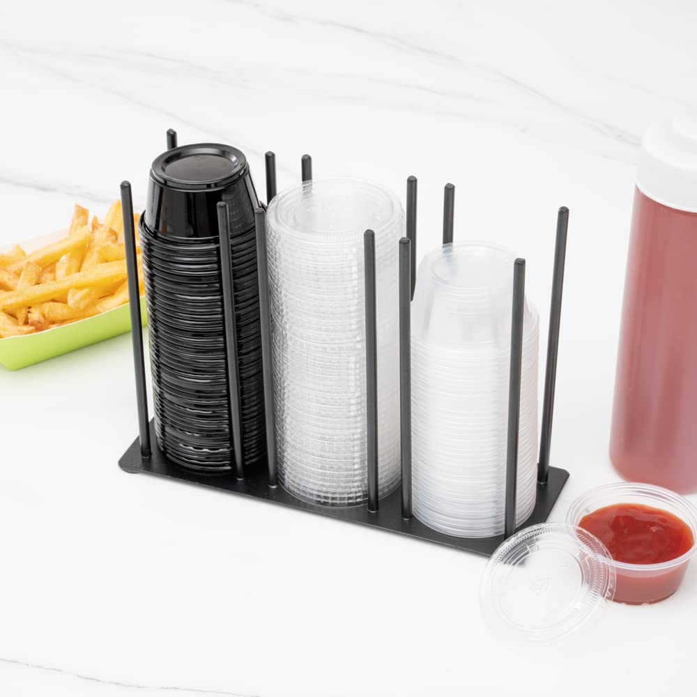Restaurantware-Chef 101 8.25 x 3 x 6 Cup And Lid Organizer, 1 3-Section Cup And Lid Holder - Horizontal Design, Compact, Black Iron Dispenser, For Countertops And Storage