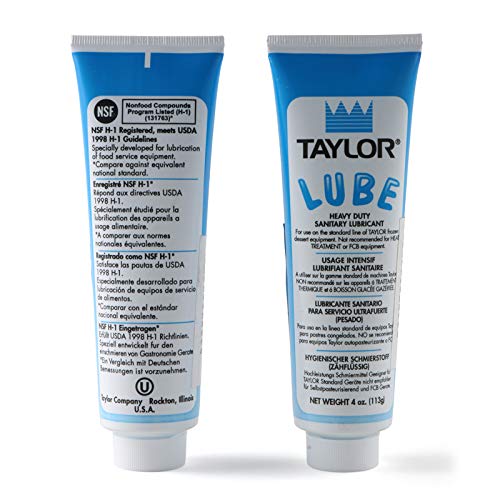 4 x 4 Oz. Taylor Blue Lube Tube, Food Safe Grease Sanitary Lubricant for O-Rings, Gasket, Mixer & Soft Serve Machines like Taylor, Stoelting, Kappus, Coffee, Yogurt, Food Service Equipment Lube #47518