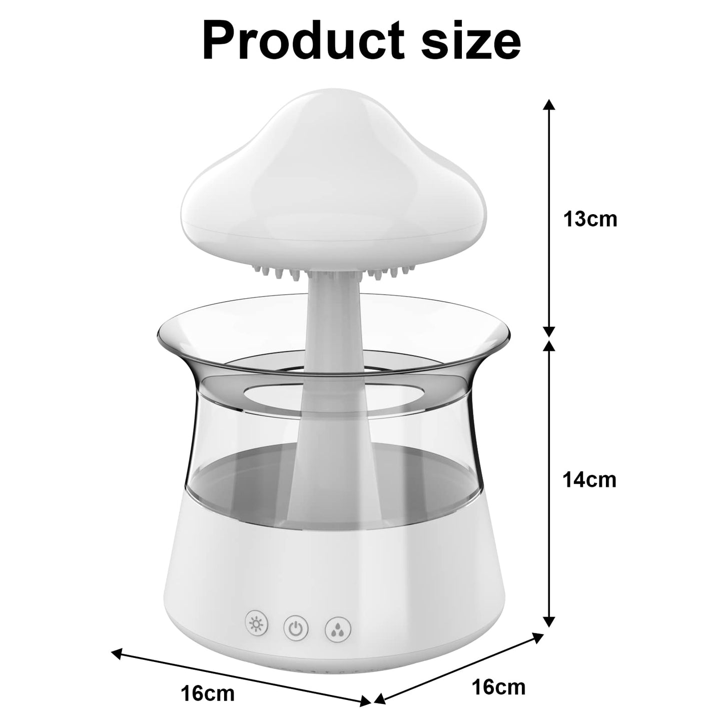 Cloud Rain Humidifier for bedroom with Soothing Rain Sounds - Bedroom Sleep Aid, Waterfall Night Light, Mushroom Design Air Moisturizer for bedroom and living room (White)