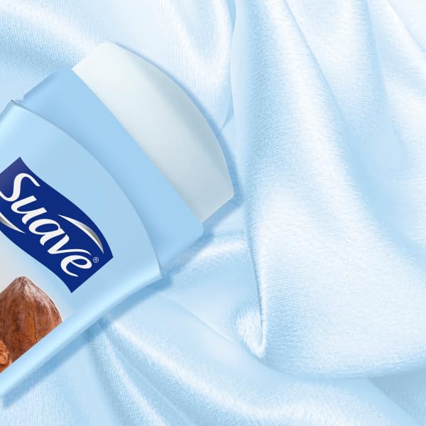 Suave Deodorant Women, Antiperspirant, Cocoa Shea Butter, 48-Hour Odor & Wetness Protection, with Essential Oils, anti-staining, no baking soda 2.6 oz (Pack of 12)