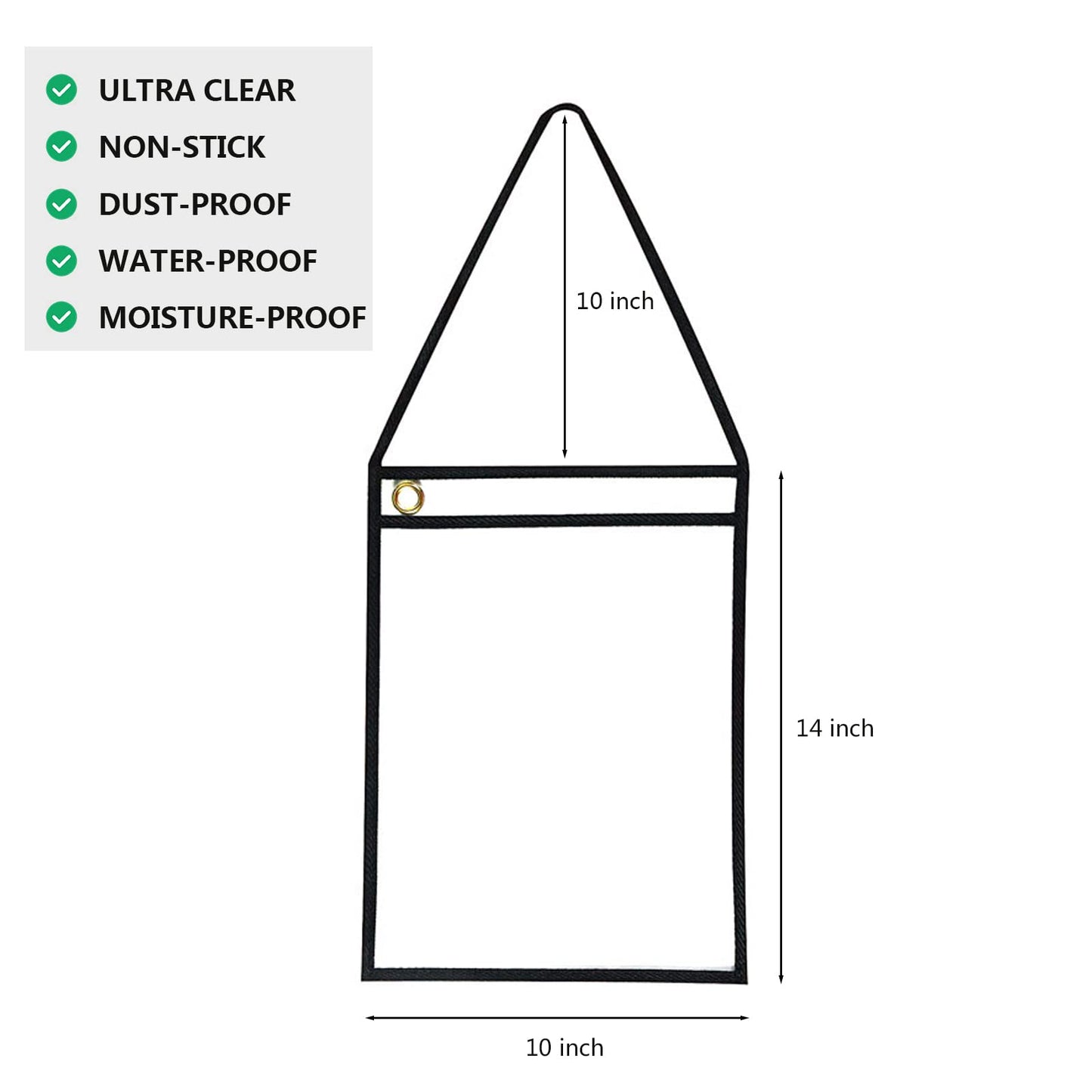 Merkaunis 50 Pack Shop Ticket Holders Job Ticket Holders Work Order Holder Pockets, 9 x 12 Dry Erase Pocket Work Order Plastic Sleeves with Hanging Strap, Both Sides Clear