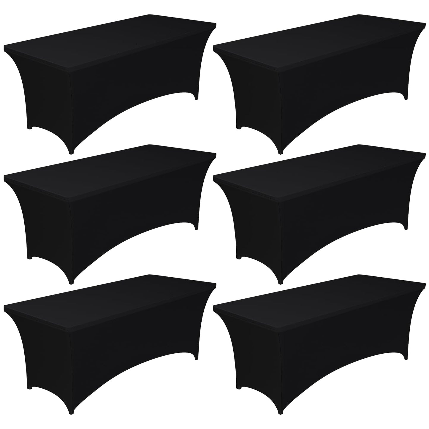 Pureegg Spandex Tablecloth 6ft - 6 Pack, Fitted and Stretch Table Cover for Rectangle Tables, Wrinkle-Resistant and Secure Fabric for Outdoor, Picnic, Party, Wedding, Banquet and Birthday, Black