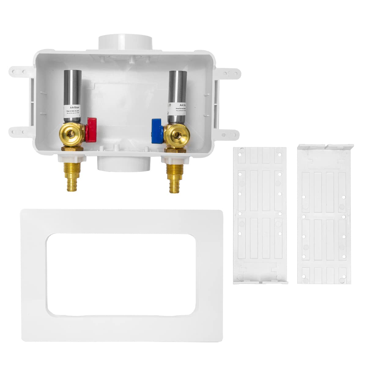 EFIELD Premium Washing Machine (Laundry) Outlet Box, 1/2-inch Pex Crimp Connection, Center Drain With Stainless Steel Water Hammer Arrestor