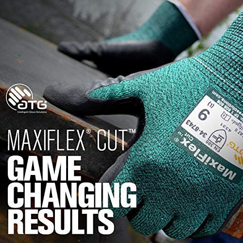 MaxiFlex 34-8743 Gloves Cut Resistant Nitrile Coated Work Green Nitrile Gloves