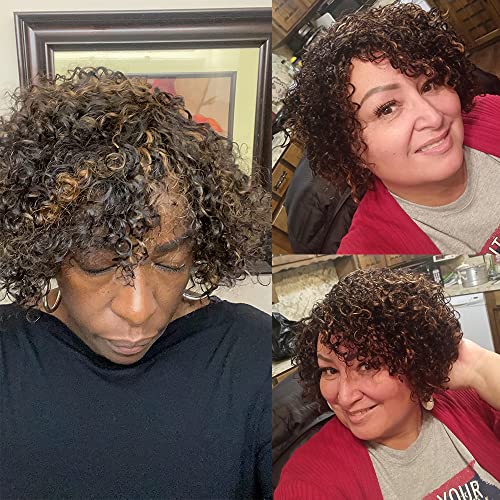 HUA Human Hair Wigs for Black Women, 8 Inch Short Curly, Brazilian Hair, Kinky Curl, 1B/30