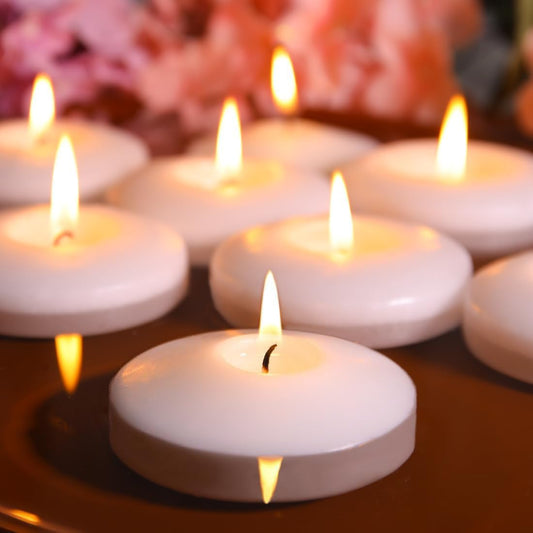 80 Pack White Floating Candles 3 inch Unscented Floating Candles for Centerpieces-10 Hours Long Burn Time-3” Floating Candle Bulk for Wedding Cylinder Vases